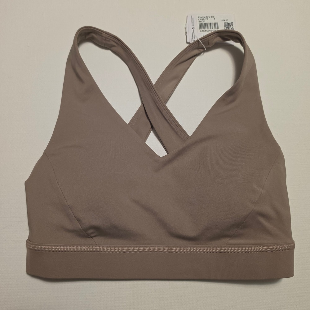 Lululemon Envital Bra B/C Cross Back V-Neck Smokey Oak Size 4 LW2EJ7S